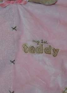 CARTERS Pink My First Teddy Bear Security Blanket Lovey Girls Tan 