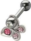 PINK 925 Sterling Silver 5 Gem Cartilage Earring  