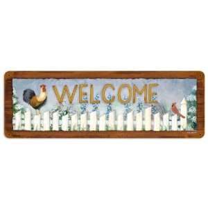  Welcome Rooster Home and Garden Vintage Metal Sign   Garage Art 