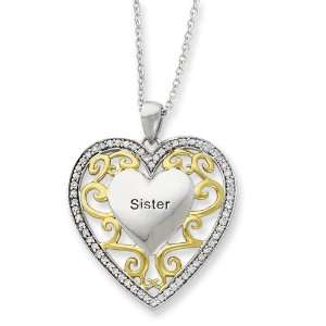    Plated Sister 18in Heart Necklace Sentimental Expression Jewelry