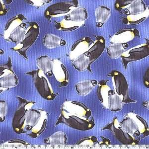   Natures Penguin Walk Blue Fabric By The Yard Arts, Crafts & Sewing
