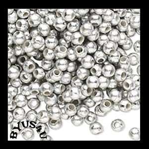 ACRYLIC ROUND SMOOTH BEADS 6mm SILVER 100pc   