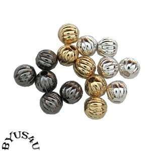 ROUND CORRUGATED RIBBED 4mm METAL SOLID SPACER BEADS 100pc Free 