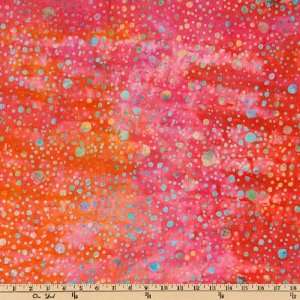  44 Wide Batik Tiki Splatters Red/Fuchsia Fabric By The 
