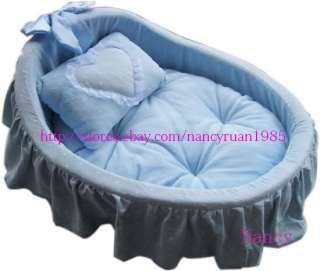Prince Pet Dog Cat Bed House basket Pink/Blue+pillow  