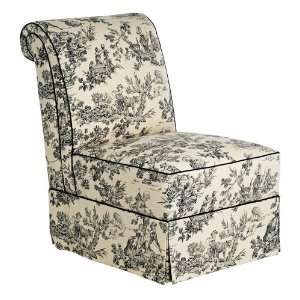    Black and White Toile Large Slipper Chair
