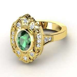  Chamonix Ring, Oval Emerald 14K Yellow Gold Ring with 