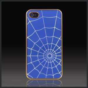 Blue & Silver Spiderweb on Gold Laser Etched metal & polycarbonate 