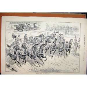 1890 Horses Men Chariot Racing Olympia Antique Print