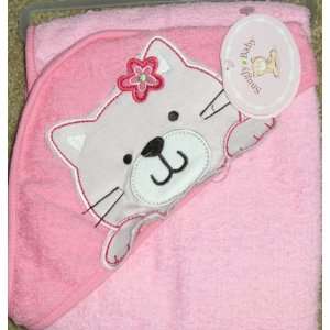  Soft Hooded Towel for Baby Pink Kitty Cat 100% Cotton 