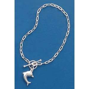   , Toggle, 7 in long, 3mm wide Chaval w/11/long Puffed Dolphin Charm