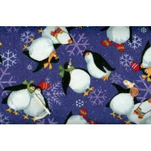  Clothworks Roly Poly Penguins Cotton Flannel By the Yard 