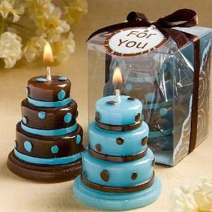   Luscious blue and brown wedding cake candle favors (Set of 72) Baby