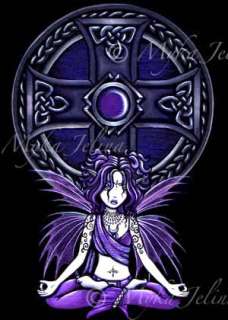 Gothic Purple Yoga LE OOAK ACEO Fairy CELTIC LOTUS  