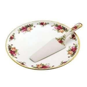  Royal Albert Old Country Roses Cake Plate with Server 