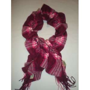  Womens Plaid Ruffle Scarf   Pink/purple   60in X 14in 