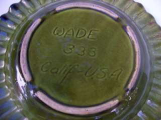 Vintage 60 Large Ashtray Dish Ceramic Round Green WADE  