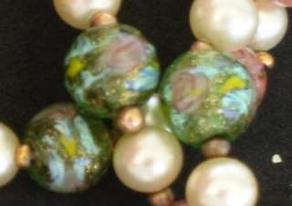 Latticino and Sommerso Venetian Glass Beads *Vintage Necklace/ERs 