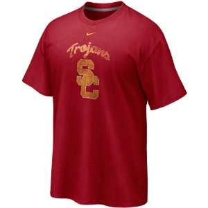  Nike USC Trojans Cardinal Distressed Logo Tri Blend T 