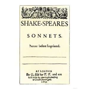  Title Page of Shakespeares Sonnets Premium Poster Print 