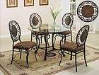 pc Juniper metal and glass dining table set with fabr