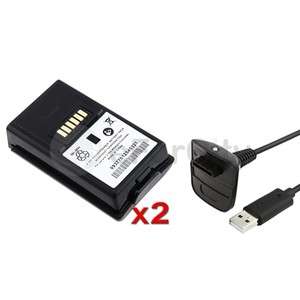 2x 3600mAh Battery Pack+Charging Cable For Xbox 360 Wireless 