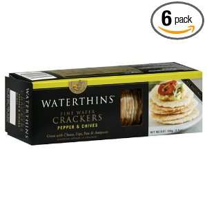 Waterthins Cracker, Pepper & Chive, 3.5 Ounce (Pack of 6)  