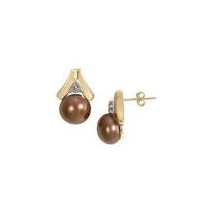  Chocolate Pearl and Diamond Earrings Jewelry