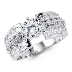 14k Solid White Gold Solitaire CZ Cubic Zirconia Engagement Wedding 