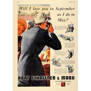  1938 Ad Hart Schaffner Marx Mens Clothing Love Camera 
