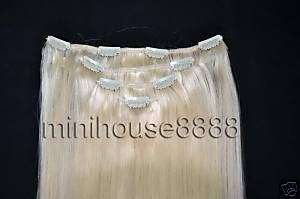 15 7 pcs HUMAN HAIR CLIP IN EXTENSIONS #613,32 & 70g  