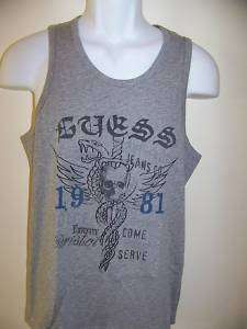 NEW WITH TAG GUESS MENS SNAKE/SKULL PRINT MUCLE TANK  