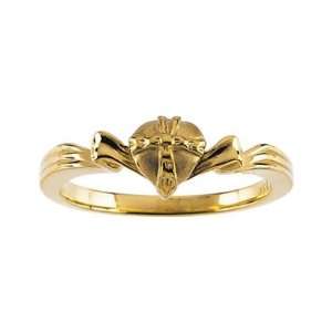   Womens Yellow Gold Gift Wrapped Heart Christian Purity Ring Jewelry