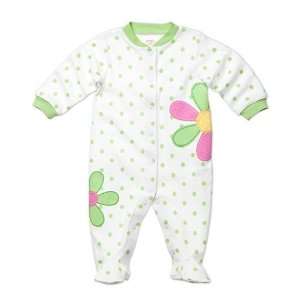   Footed Cotton Easy Entry Sleep & Play Green Polka Dot (6 Months) Baby