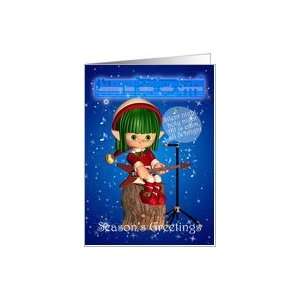 Christmas Elf Singing Silent Night Card
