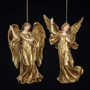   Gold Glitter Religious Angel Christmas Ornaments 6