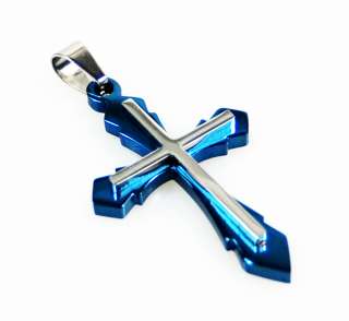   Steel Silver Gold Black Blue Crucifix Catholic Christian 2 Layer Cross