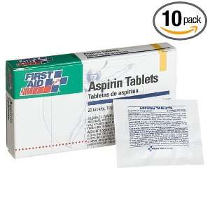 First Aid Only Aspirin, 5 Grain, Tablets, 10 2 packs, 20 Count Boxes 