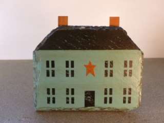 Colonial Style Painted Slate & Metal 5 House Figure  