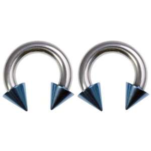  4G 5/8 316L Steel Ion Plated Cone Circular Blue Jewelry
