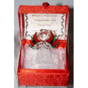 Hand Sculpted Crystal 24KT Gold Trimmed Glass Praying Blessing Angel 