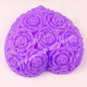Silicone ROSE HEART Soap Candle Chocolate Cake Mold 06  