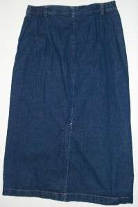 Size 14 Cabin Creek Denim Jeans Skirt Long A Line Button Front  