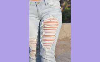 Light blue RIPPED skinny from MACHINE JEANS SZ 0 13 FAST  