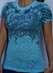 Sinful by Affliction IVY Womans Short Sleeve Tee Shirt   S2107   Lt 