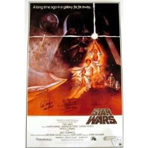  Star Wars Cast Signed Movie Poster 6 Signatures