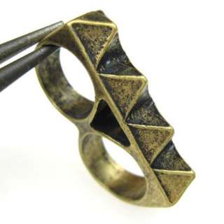 VINTAGE STYLE DOUBLE RING RIVETS SIZE 5 6 BRASS TONE FASHION JEWELRY 