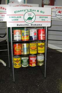 SINCLAIR Gas Station Oil Can Rack Display for 12 Cans  