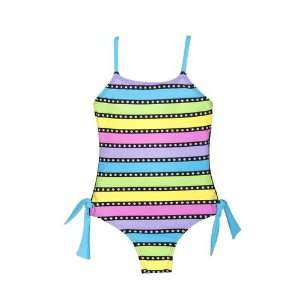  Malibu Girls Stripe 1 Piece Swimsuit