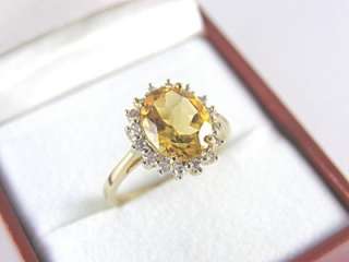 Citrine & Diamond Ring 2.45ct 10k Yellow Gold Size 7 Resizable 5.5 8 